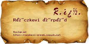 Ráczkevi Árpád névjegykártya